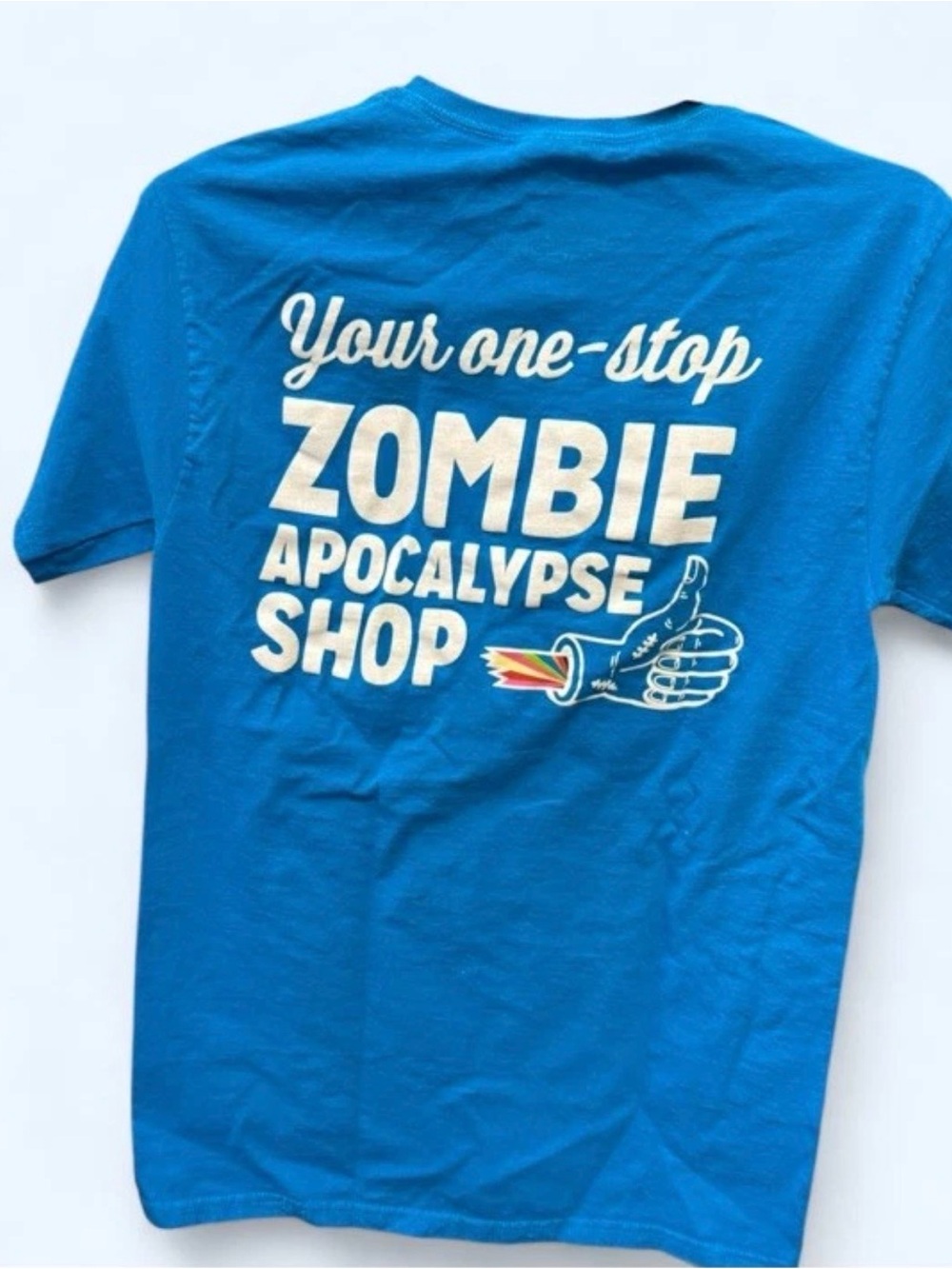 Vintage Attention Kmart Shoppers 100% HD Cotton Blue T Shirt Small Zombie funny